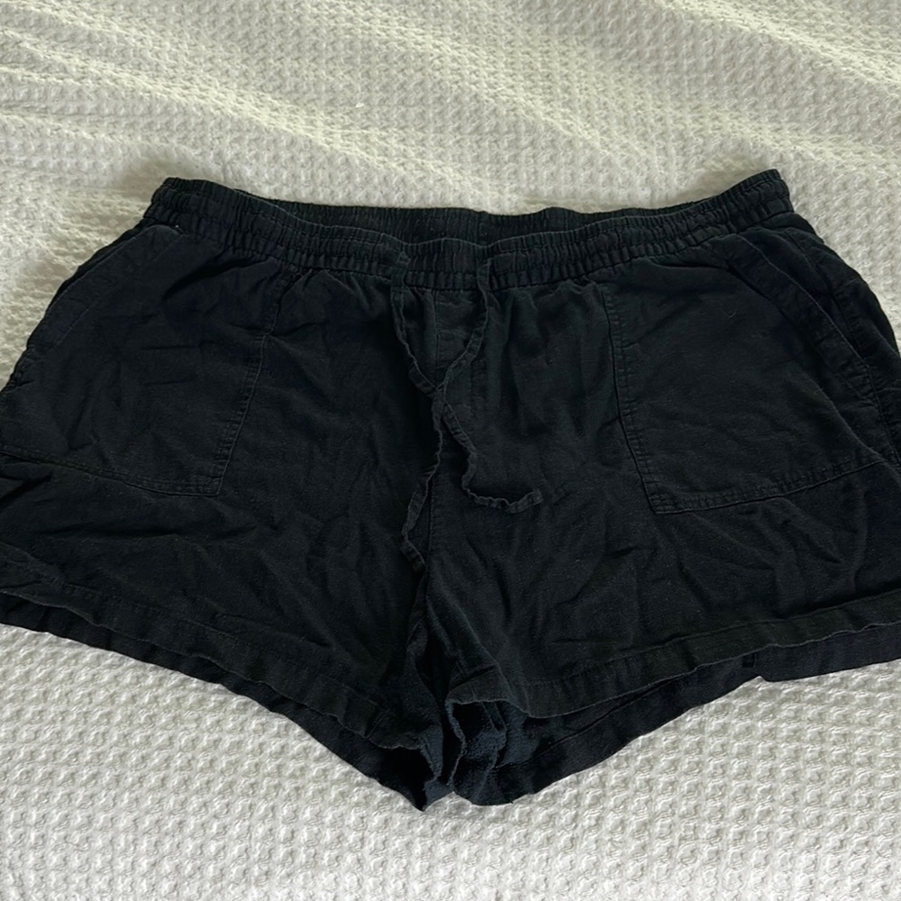 Old Navy Black Linen Shorts Elastic Waistband Lightweight 3x